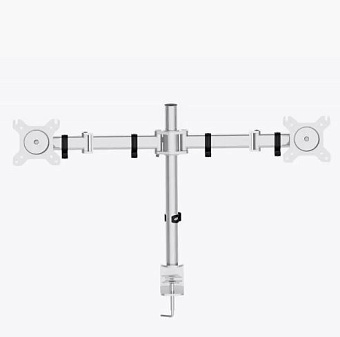 Крепление для монитора Cactus CS-VM-D29-AL серебристый 13"-27" макс.8кг настольный поворот и наклон (на 2 монитора)