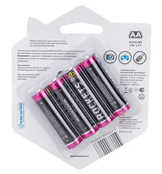 Элемент питания AA, 1.5V,  4шт, Космос Premium LR6