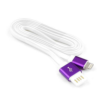 Кабель USB-A < - > Lightning, 1.0м, Cablexpert, силиконовый шнур, фиолетовый металлик