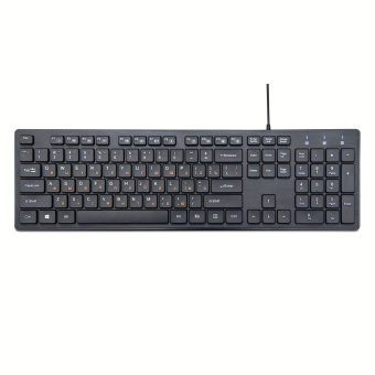 Клавиатура проводная Gembird KB-8360U (USB HUB на 2 порта, оранжевая кириллица, кабель 1.5м) черный