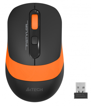 Мышь беспроводная A4Tech Fstyler FG10 2000dpi черный/оранжевый