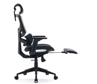 Кресло Cactus CS-CHR-MC01-LGNBK (сетка/ткань, с подголов., подст.для ног) Черный-салатовый