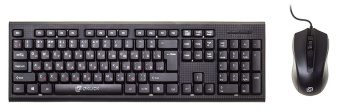 Комплект проводной (клавиатура+мышь) OKLICK 620M (красные буквы кириллицы) USB черный