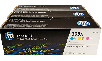 Картридж лазерный HP 305A (CF370AM) для HP M351/M357/M375/M475/M451, 3 шт. комплект голубой, пурпурн