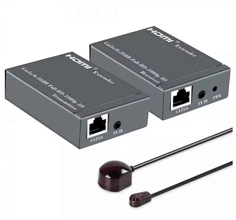 Кабель-переходник HDMI (f) + HDMI (f) < - > RJ45, ORIENT (удлинитель HDMI по витой паре до 60м)