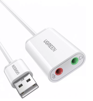 Звуковая карта внешняя UGREEN US205  External Sound Adapter USB 2.0 белый
