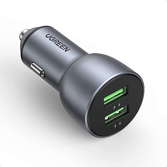 Автомобильное зарядное устройство UGREEN CD213 (10144) QC 3.0+QC 3.0 Dual USB-A 36W Fast Car Charger