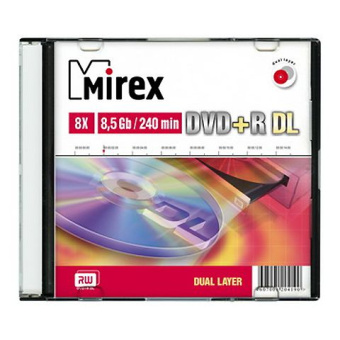 Диск DVD+R 8,5Gb MIREX 8x Slim Case, DL  Double Layer (No Inlay)