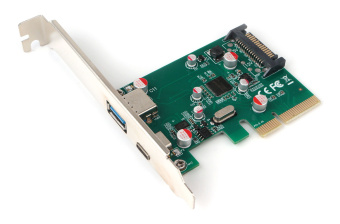 Контроллер PCI-E Gembird SPCR-02 (1*USB3.1, 1*USB-C )