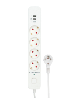 Сетевой фильтр Гарнизон EPS-4-U3-W-2 10А 4 розеток 2.0м белый