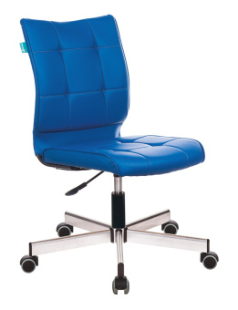 Кресло Бюрократ CH-330M (эко.кожа, без мех. качания, крест. металл, до 120 кг) Синий