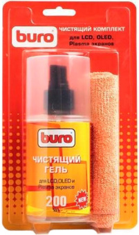 Спрей BURO BU-Glcd - Гель для чистки LCD, LED, Plasma панелей + микрофибра 25*25 (баллон - 200мл)