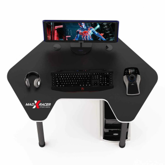Стол компьютерный MaDXRacer PILOT GTC12 "1260х845х750" черный, кромка белая