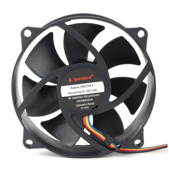 Вентилятор для корпуса .90mm Gembird D9025SM-4 (4-pin, 90x90x25, втулка,  провод 30см)
