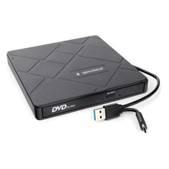 Внешний привод DVDRW Gembird DVD-USB-04 USB 3.0 кардридер и хаб, пластик, черный