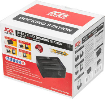 Док-станция AgeStar 3UBT8 (2*2.5"/3.5" HDD, clone, блок питания) черный
