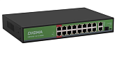 Коммутатор 16 port Digma DSP216F-1G-1C-R300 100 Мбит/сек 16*PoE