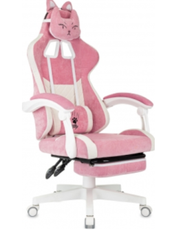 Кресло Knight Kitty/F W Fabric розовый/молочный крестов. пластик подст.для ног пластик белый