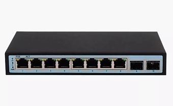 Коммутатор 10 port Digma DSP208G-2G-1S-T120 1000 Мбит/сек 8*PoE