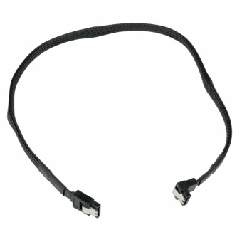 Кабель интерфейсный SATA  50см, Cablexpert, угловой, защелка, оплетка, черный