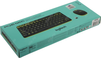 Комплект беспроводной (клавиатура+мышь) Logitech MK240 Wireless Combo Nano USB Black