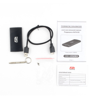 Внешний контейнер USB3.0 -> mSATA", AgeStar 3UBMS2, алюминий, черный